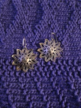 James Avery (Retired Design) Silver Sunbeam Face Drop Earrings